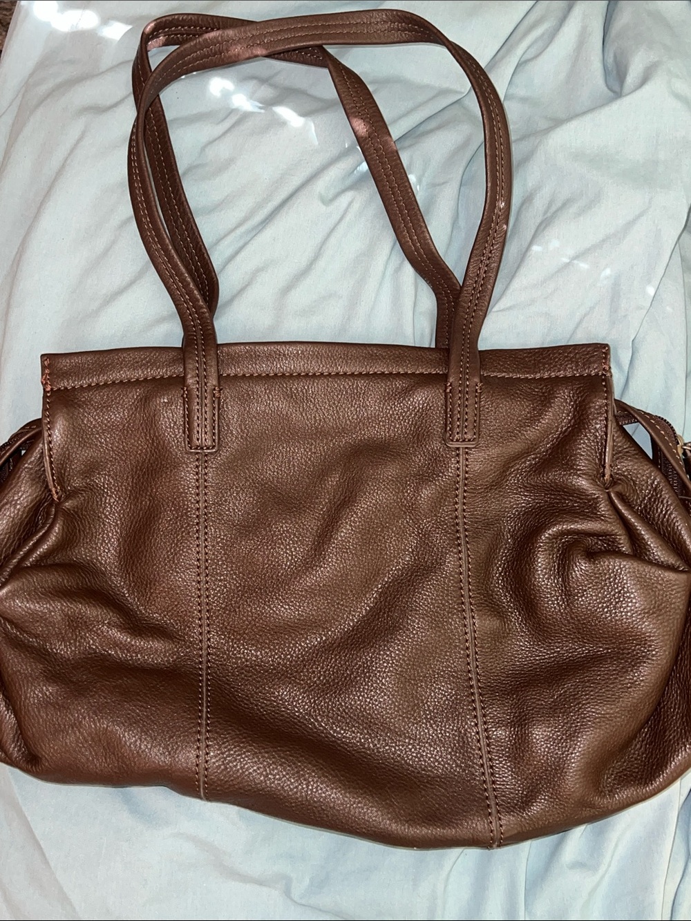 J. Jill Brown Pebbled Leather Slouchy Shoulder Bag Hobo Tote Handbag
